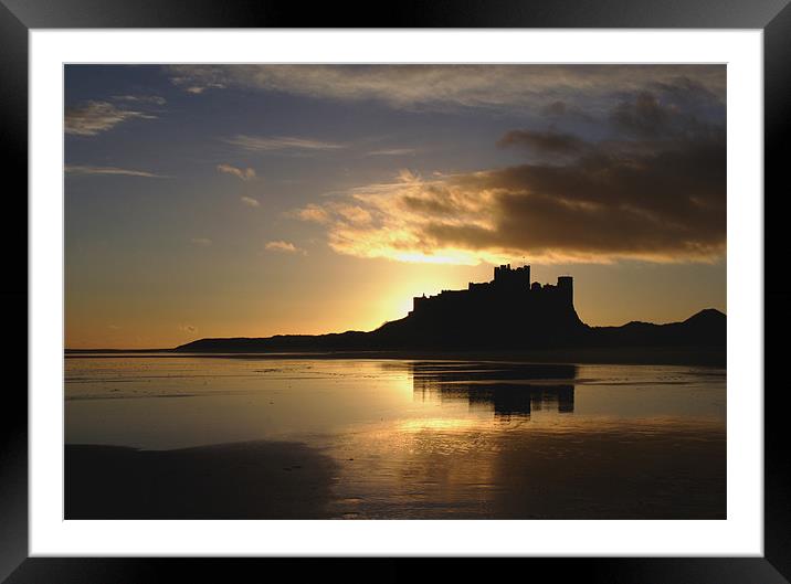 Bamburgh Castle beach at sunrise Framed Mounted Print by Gail Johnson