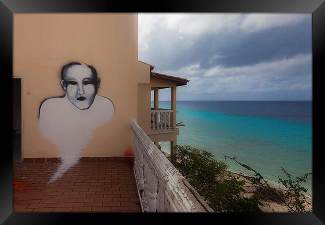 ghostly graffiti - Views around Curacao Caribbean  Framed Print by Gail Johnson
