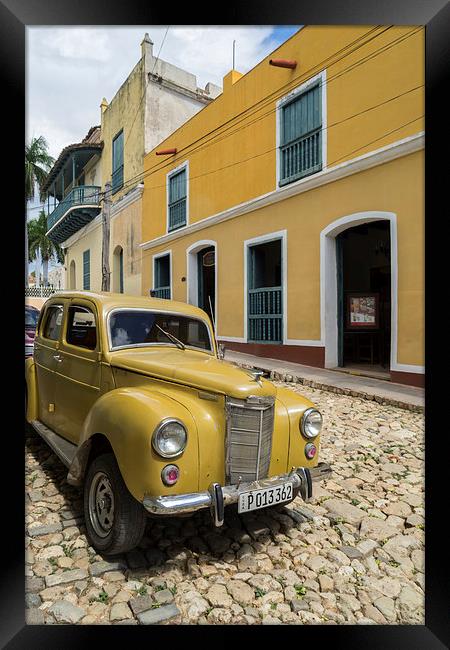 Trinidad City Cuba - Classic car Framed Print by Gail Johnson