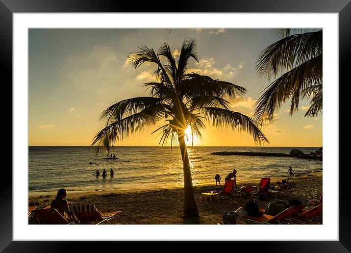 Curacao beach sunset Framed Mounted Print by Gail Johnson