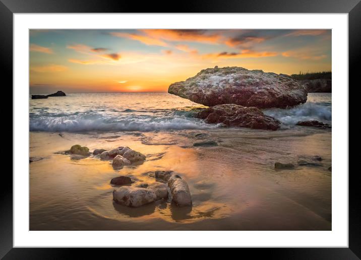   Sunset -Views around the Caribbean island of Cur Framed Mounted Print by Gail Johnson