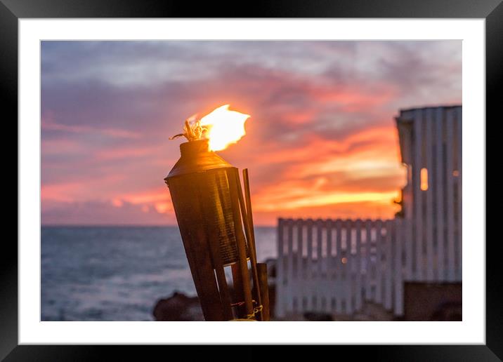  Sunset at a beach restaurant   Curacao Views  Framed Mounted Print by Gail Johnson