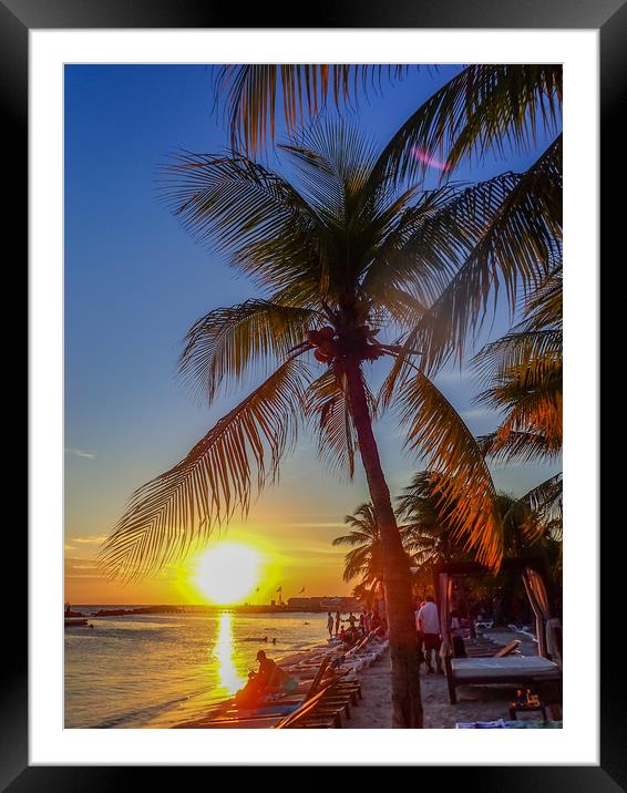   Sunset at the beach    Caribbean Views  Framed Mounted Print by Gail Johnson