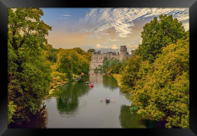 Warwick castle and town Framed Print by Gail Johnson