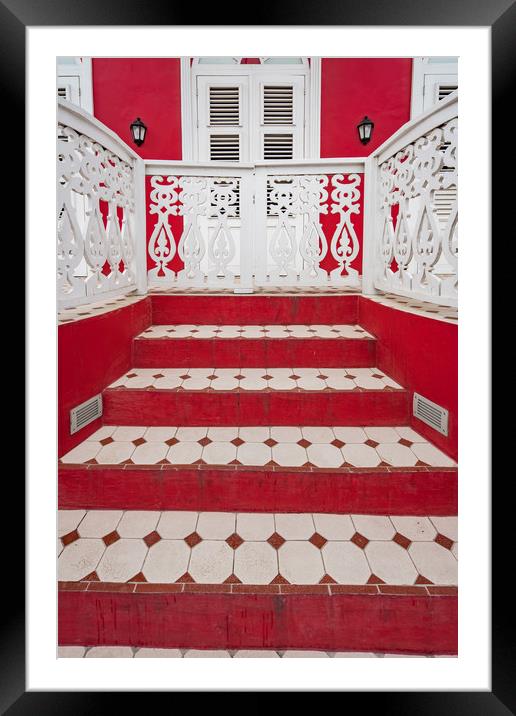 red steps to a red building  Framed Mounted Print by Gail Johnson