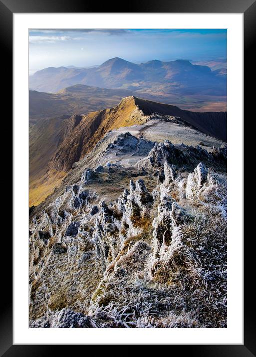 Frosty Autumn views from Snowdon Watkin Path Framed Mounted Print by Gail Johnson