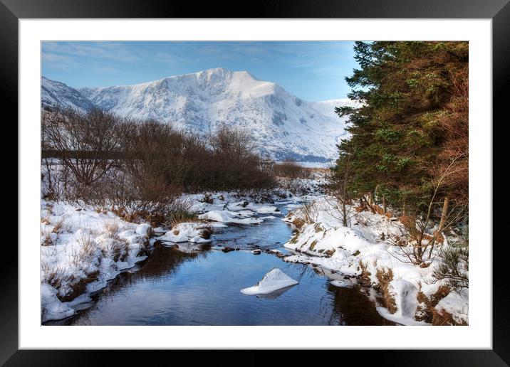 Winter white Snowy scenes around Snowdonia Nationa Framed Mounted Print by Gail Johnson