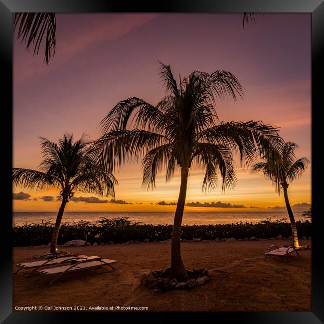 Caribbean Sunset  Framed Print by Gail Johnson