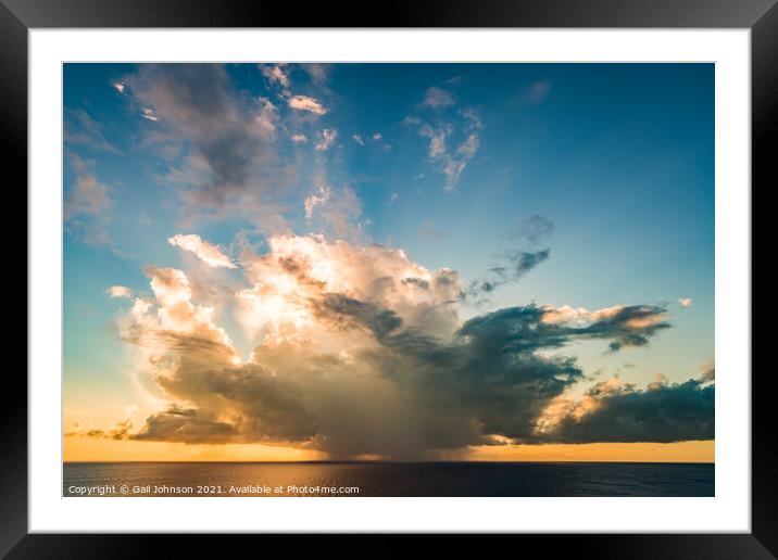 Sky cloud at sunset over the ocean  Framed Mounted Print by Gail Johnson