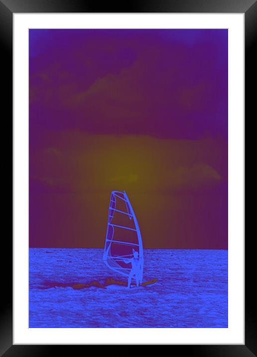 Sunset Surfing - Abstract  Framed Mounted Print by Glen Allen