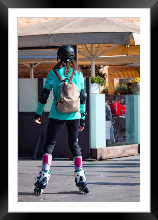 Barcelona Skater Framed Mounted Print by Glen Allen