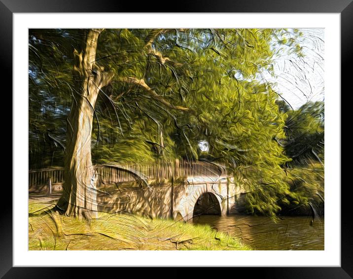 Bridge at the Upper Lake - Oil Painting Effect Framed Mounted Print by Glen Allen