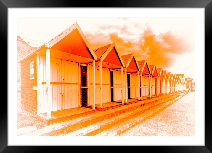 Beach Hut - Tangerine Framed Mounted Print by Glen Allen