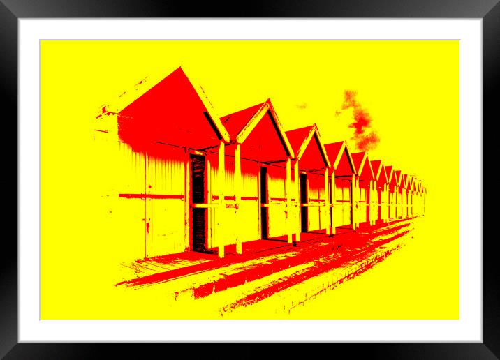 Beach Hut - Pop Art Red and Yellow Framed Mounted Print by Glen Allen