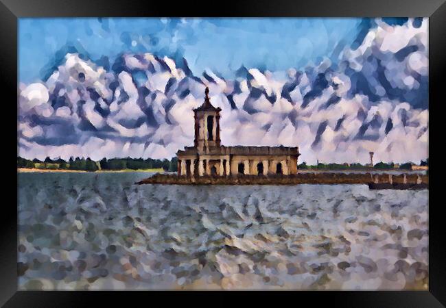 Normanton Church Rutland Water - Digital Art Framed Print by Glen Allen