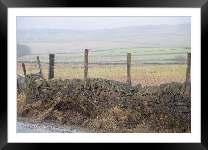 Dry Stone Wall on a mIsty Morning  Framed Mounted Print by Glen Allen