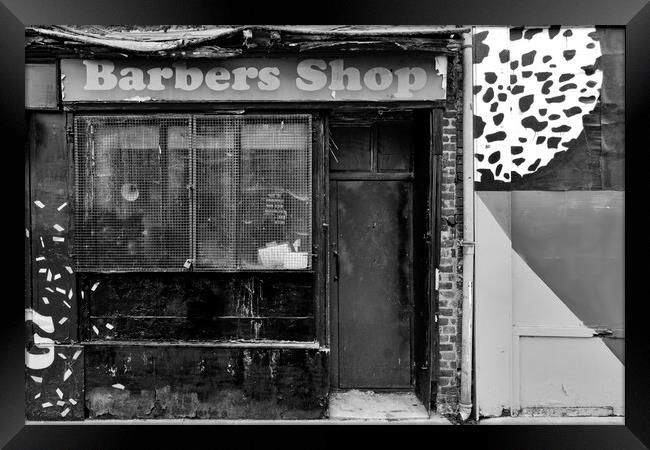 Barber Shop - Mono Framed Print by Glen Allen