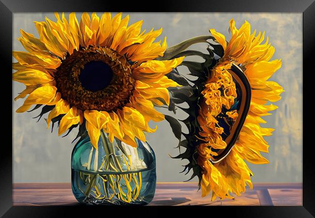 A vase of Sunflowers Framed Print by Glen Allen