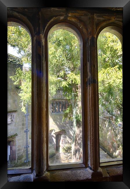 Skipton Castle - Views Through Medieva Windows 06l  Framed Print by Glen Allen