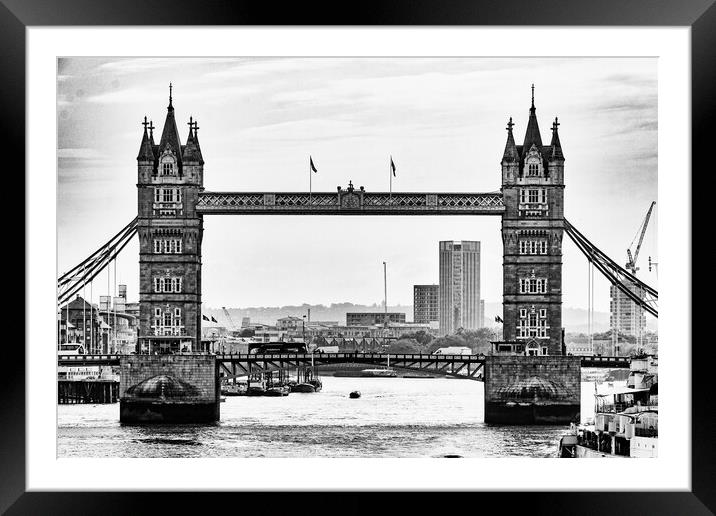 Tower Bridge - London - Mono 2023 Framed Mounted Print by Glen Allen