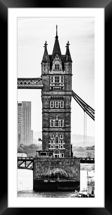 South Bank Tower - Tower Bridge Mono 2023 Framed Mounted Print by Glen Allen