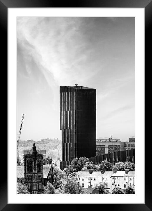 Broadcasting Tower Leeds - Mono Framed Mounted Print by Glen Allen