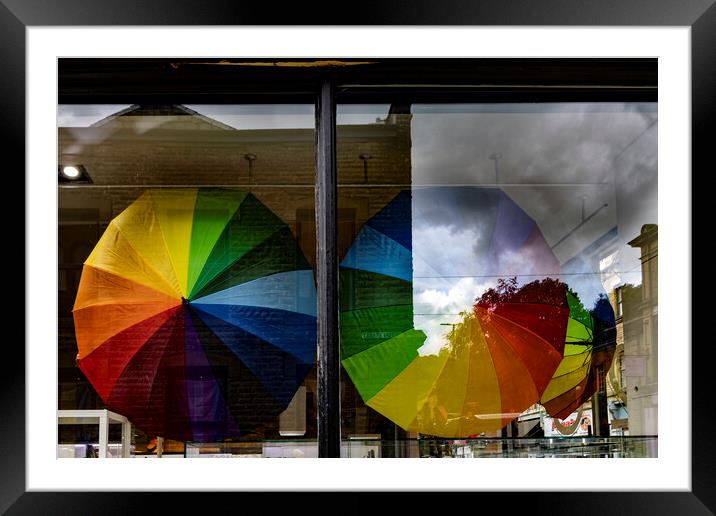 Rainbow Brolly Framed Mounted Print by Glen Allen
