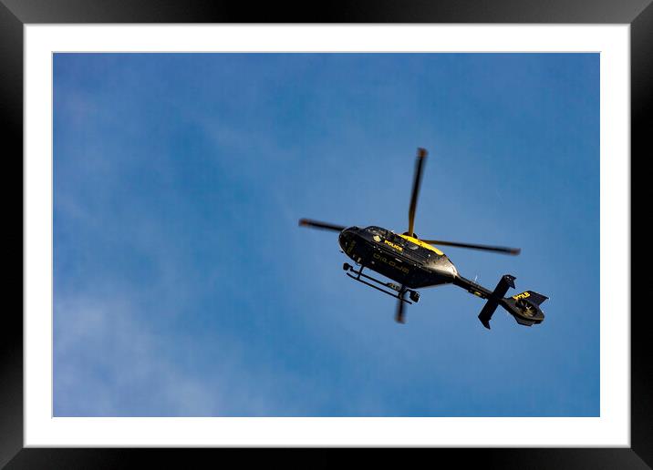 Police Helicopter Framed Mounted Print by Glen Allen