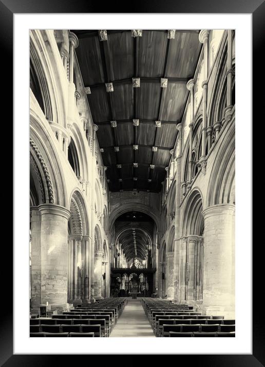 Selby Abbey Interior 02 Sepia Framed Mounted Print by Glen Allen