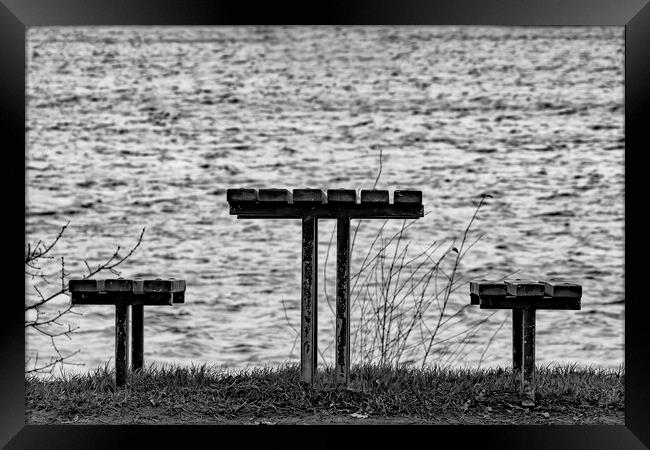 Bench's and Picnic Table Framed Print by Glen Allen