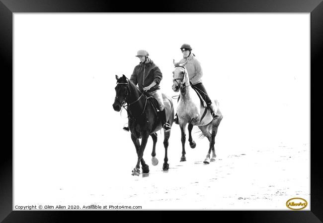 Riders on the Beach Framed Print by Glen Allen