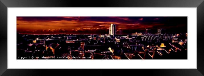 Leeds Skyline - Abstract Panoramic Framed Mounted Print by Glen Allen