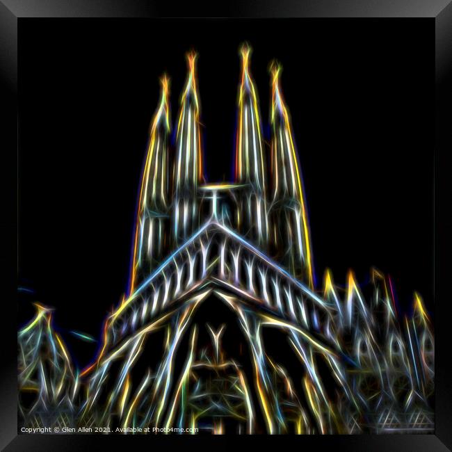 Sagrada Familia Neon Abstract  Framed Print by Glen Allen