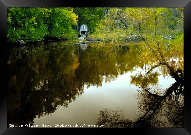 The Boathouse, Concord River Framed Print by Stephen Maxwell