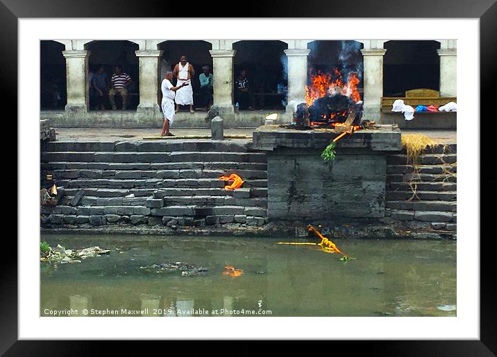 Cremation Site, Pashupatinath Temple Framed Mounted Print by Stephen Maxwell