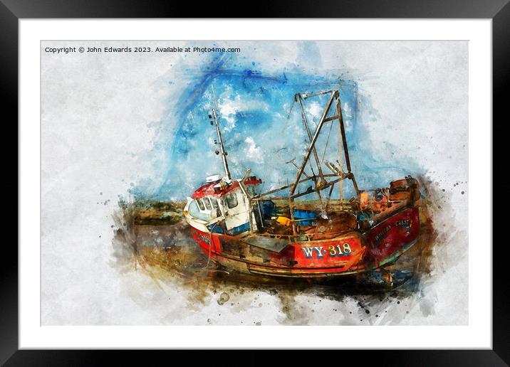 Lobster Fishing Boat at Brancaster Staithe Framed Mounted Print by John Edwards