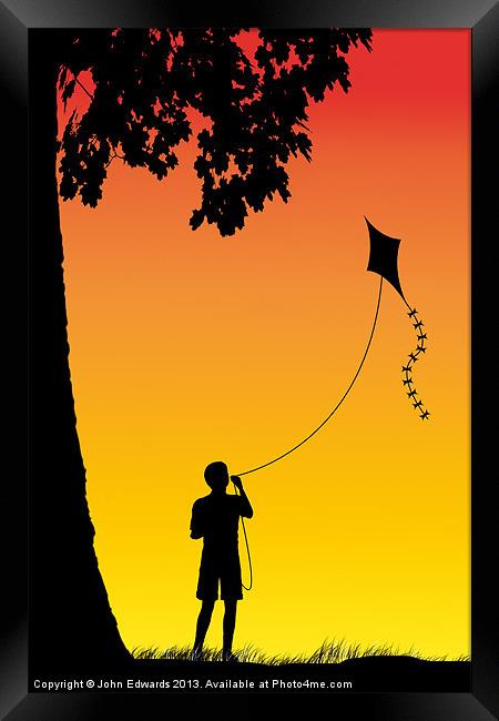 Childhood dreams, The Kite Framed Print by John Edwards