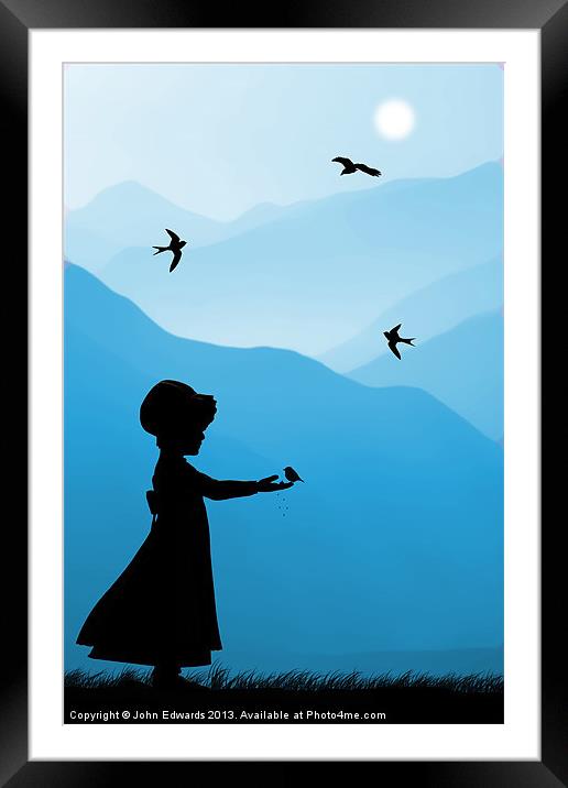 Childhood dreams, Feeding Time Framed Mounted Print by John Edwards