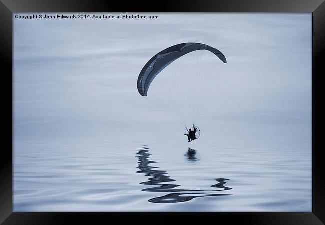 Powered paraglider cyanotype Framed Print by John Edwards