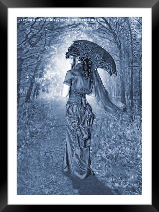 Woodland Stroll Cyanotype Framed Mounted Print by John Edwards