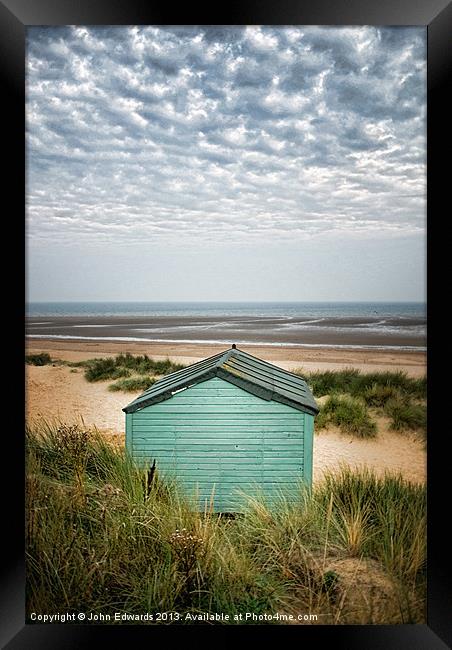 Beach hut, Old Hunstanton, Norfolk Framed Print by John Edwards