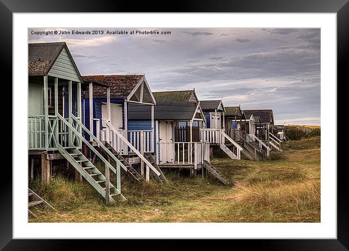 Old Hunstanton Beach Huts, North Norfolk, UK Framed Mounted Print by John Edwards