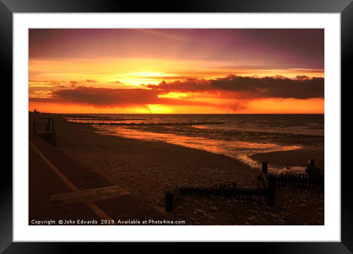 Sunset, Hunstanton Beach, Norfolk Framed Mounted Print by John Edwards