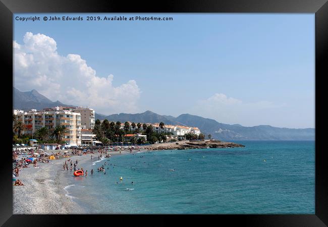 Torrecilla Beach, Nerja Framed Print by John Edwards