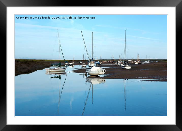 Reflections at Brancaster Staithe Framed Mounted Print by John Edwards