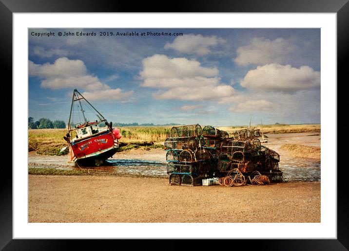 Whitby Crest and Lobster Pots Framed Mounted Print by John Edwards