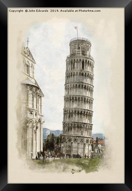 The Leaning Tower  Framed Print by John Edwards