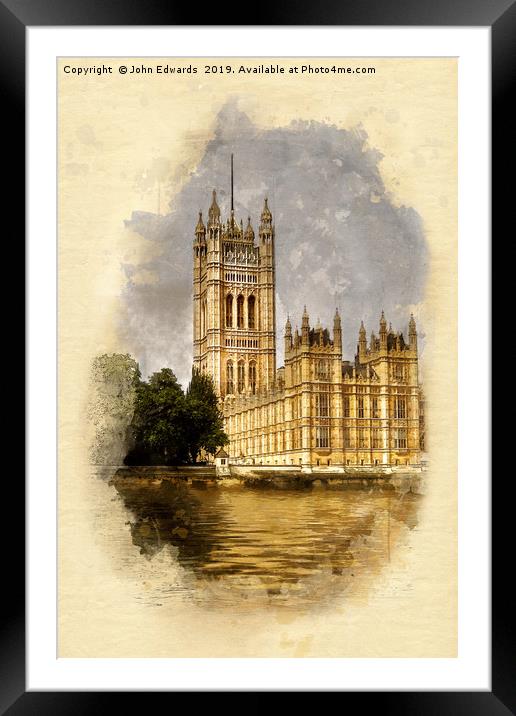 The Victoria Tower, London Framed Mounted Print by John Edwards