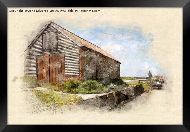 The Coal Barn at Thornham Staithe Framed Print by John Edwards