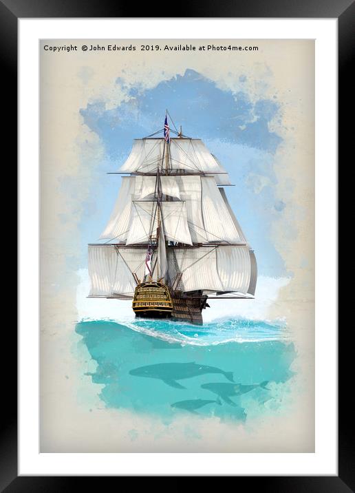 Under sail Framed Mounted Print by John Edwards